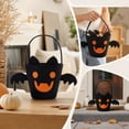 thumbnail image 5 of Halloween Treat Bag, Black Reusable Bat Goody Tote Bucket, Portable Felt Basket for Halloween Party Favor Supplies, 5 of 7