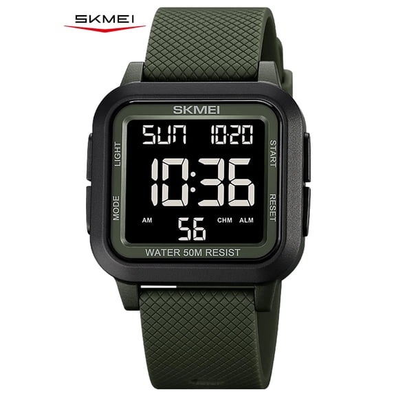 SKMEI Men Digital Sports Watch Ultra-Thin Large Face Waterproof Wrist Watches for Men with Stopwatch Countdown Timer Alarm Function Dual Time LED Back Light