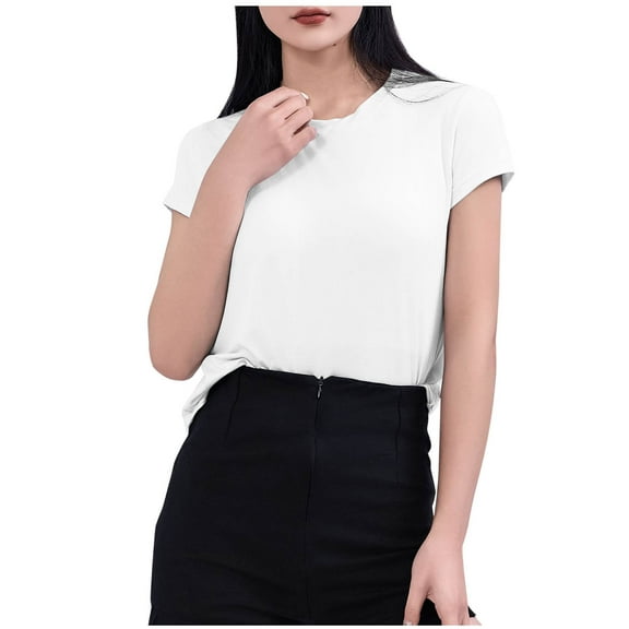yillto Womens Causal Shirts Basic Short Sleeve Crew Neck Tops Soft Comfy Summer Plain Tees Tshirts