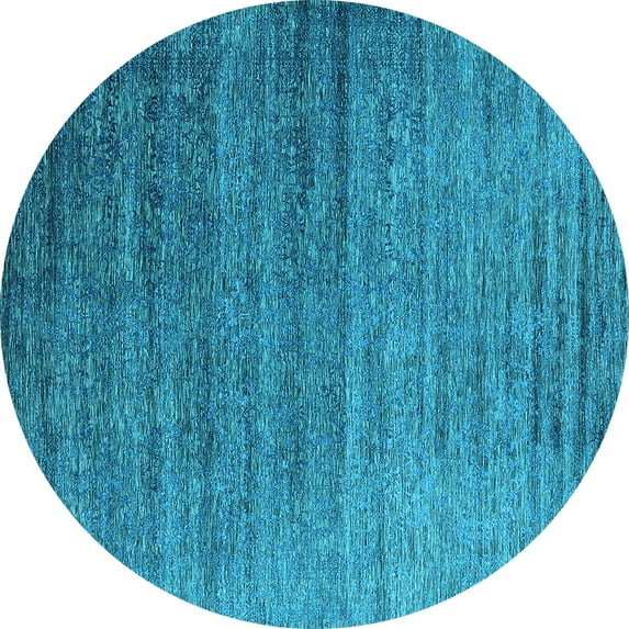 Ahgly Company Indoor Round Oriental Light Blue Industrial Area Rugs, 4' Round