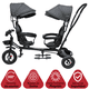 thumbnail image 3 of Triciclo Doble para Niños Asiento Giratorio Gemelar Luz Sonido Cinturón de Seguridad Llantas de Goma Apto a partir de 1 Año - Negro, 3 of 7