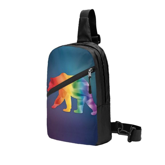 Packable Sling Backpack Rainbow Pride Flag With Gay Bear Foldable Crossbody Shoulder Chest Bag Daypack for Women Men