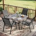 thumbnail image 5 of REKHH Patio Chairs Teslin Stackable Outdoor Chairs Dining Chairs Set of 4 for Lawn Balcony Porch Outside ,Grey, 5 of 5
