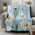 thumbnail image 2 of Blue Daisy Flower Blanket Soft Cozy Warm Twin Blanket for Bed, Plush Fuzzy Flannel Fleece Blankets for Sofa, White Farmhouse Floral Spring Throw Blankets for Couch, Gifts for Men, 60"x80", 2 of 9