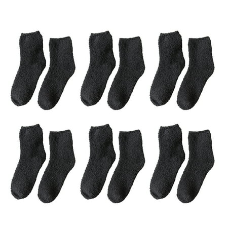 

Kironypik 6 Pairs Warm Socks Winter Supplies Softness Multicolored Household Accessories Japanese Style Fleece Stocking Lounge Slipper Dark Gray