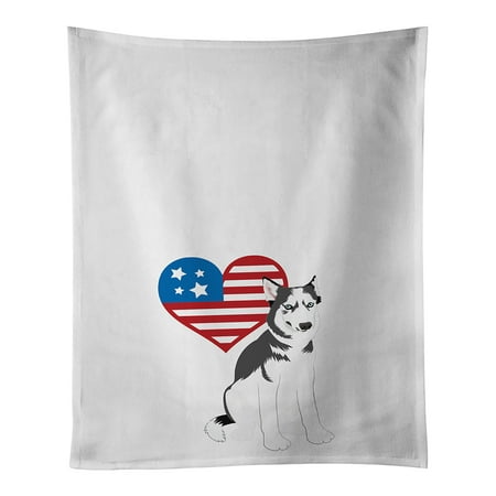 

Siberian Husky Silver and White #2 Patriotic White Kitchen Towel Set of 2 19 in x 28 in