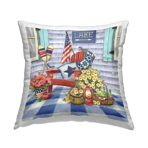 Stupell Industries Americana Porch View Decorative Printed Throw Pillow Design by Geoff Allen.
