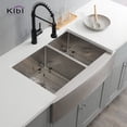 thumbnail image 3 of 33 Inch Handcrafted Farmhouse Apron Double Bowl Real 16 gauge Stainless Steel Kitchen Sink with Strainer and Grid, 3 of 10