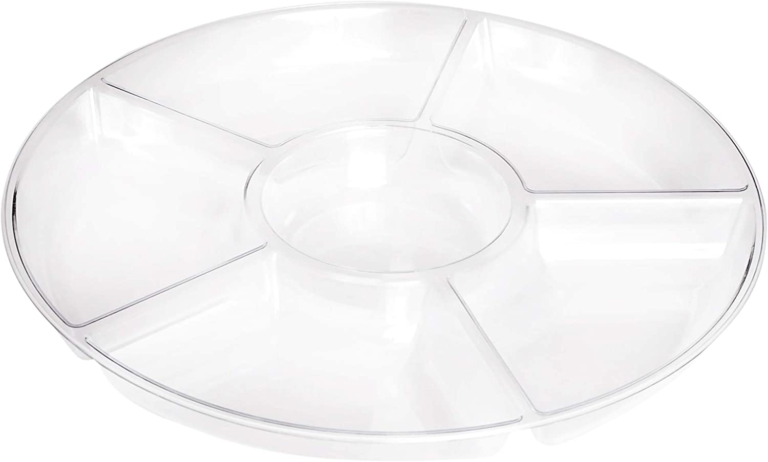 HTAIGUO Sectional Round Plastic Serving Tray/Platters Clear Pack of 