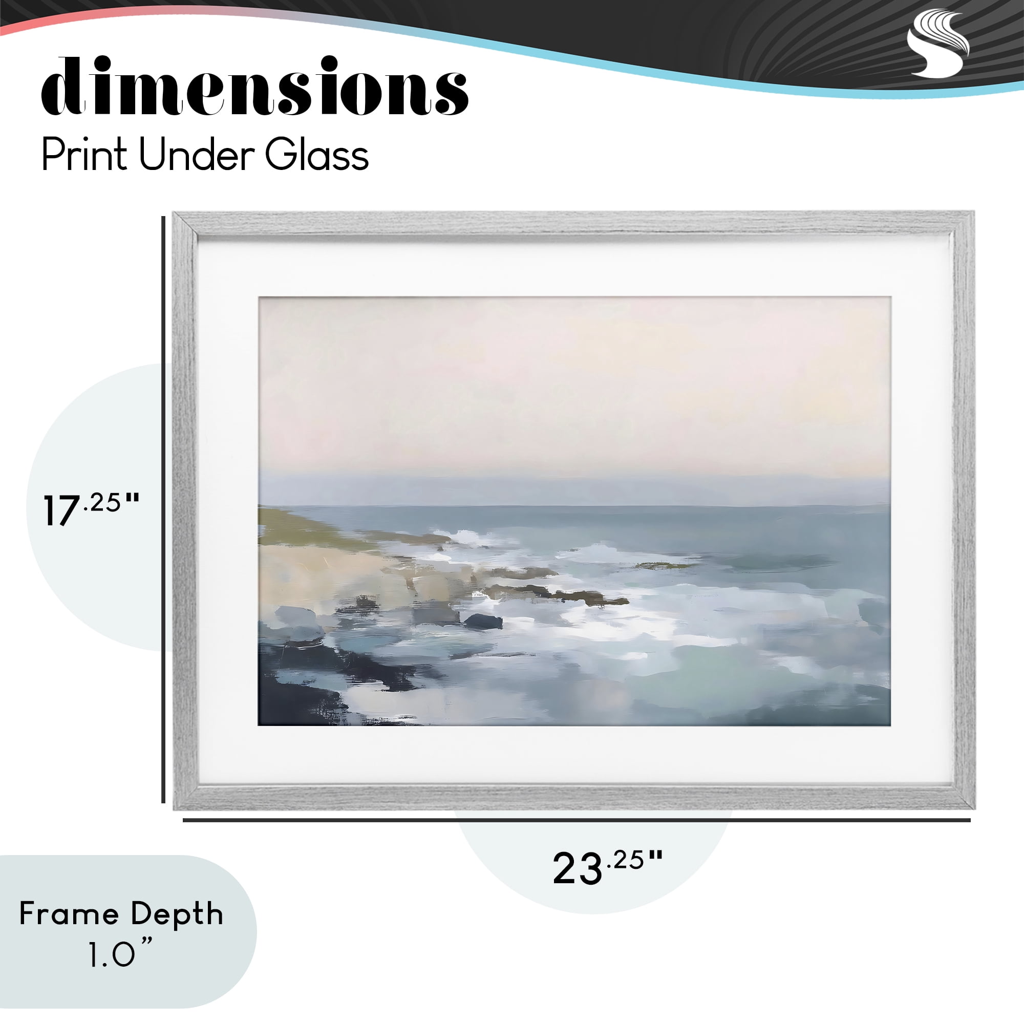 Stupell Industries Serene Coastal Ocean Scene Gray Framed Print Under Glass, design by Creative Studio