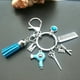 thumbnail image 2 of LLavero de borla con abalorio de estilo A-Z, joyería Retro, Mini tijeras de peluquería, secador de pelo, peine, regalo, 2 of 4