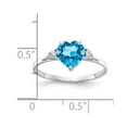 thumbnail image 2 of Primal Gold 14 Karat White Gold 7mm Heart Blue Topaz AAA Diamond Ring, 2 of 3