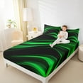thumbnail image 4 of Manfei Modern Geometric Artistic Full Size Sheets,Stripes Lines Aesthetic Bed Sheets,Neon Green Black Sheet Sets For Girl Kids,Microfiber Bedroom Decor,4pcs, 4 of 7