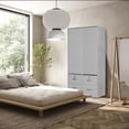 thumbnail image 4 of Better Home Products Sarah Modern Wood Double Sliding Door Armoire in Light Gray, 4 of 7