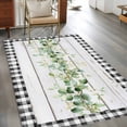 thumbnail image 3 of Green Eucalyptus Leaves Area Rug 4'x6', Vintage Art Farmhouse Wooden Washable Non-Slip Rugs, Low Pile Large Carpet for Living Room Bedroom Dining Room Kitchen Office Indoor Mat, 3 of 9