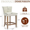 thumbnail image 3 of Aulife Counter Height Barstool Set of 2, Genuine Leather Thickened Seat Barstools with Backs & Solid Wood Legs,for Kitchen Island, Dining Room, 3 of 7