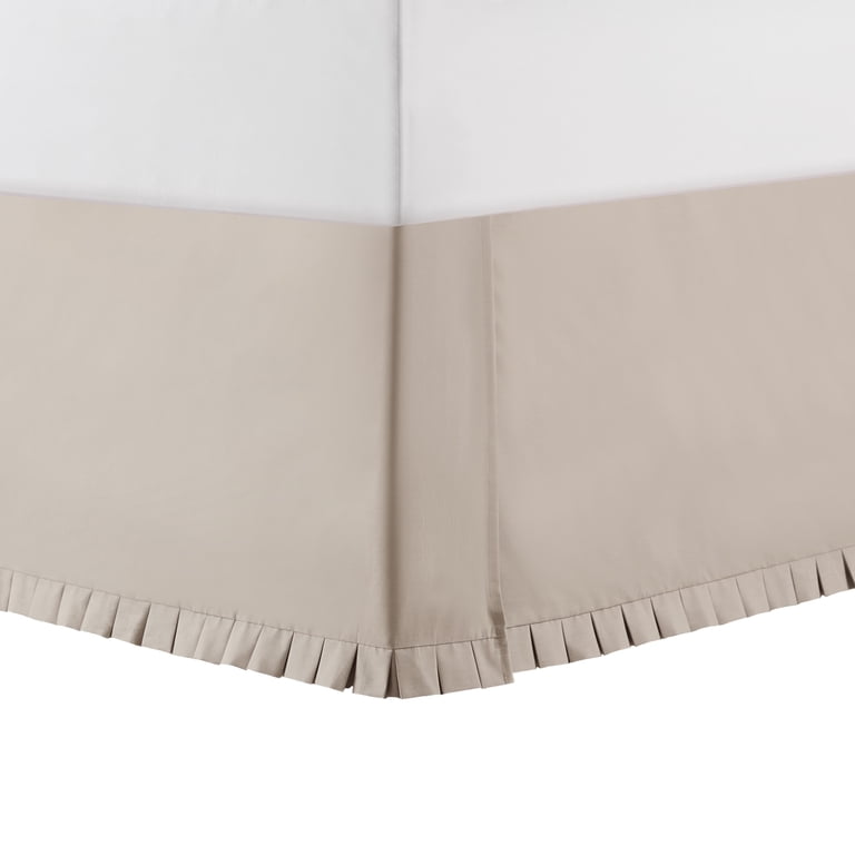 Taupe Box Pleat Queen Cotton Bed Skirt, 16" Drop photo 1