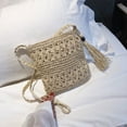 thumbnail image 6 of AOOOWER Beach Woven Straw Shoulder Bag with Tassel Boho Hollow Crochet Crossbody Handbag, 6 of 21