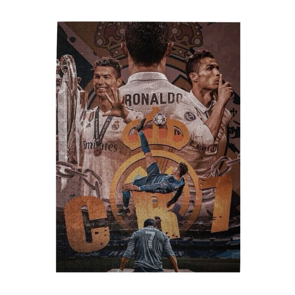 Jigsaw Puzzle 500PCS, Cristiano Ronaldo Picture CR7 Wooden Puzzle Challenging Game Fun Artwork