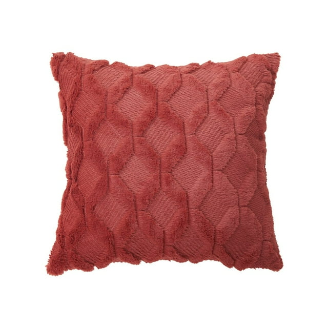 PENGXIANG Throw Pillow Cover Geometric Tear Resistant Plush Solid Color Simple Style Cushion Case for Bedroom