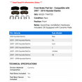thumbnail image 2 of Front Brake Pad Set - Compatible with 2007 - 2010 Hyundai Elantra 2008 2009, 2 of 2