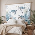 thumbnail image 3 of Sea Turtle Coastal Large Tapestry for Bedroom Wall Hanging Tapestry,Summer Beach Coral Ocean Blue Nautical Ceiling Backdrop Tapestries Poster Blanket Wall Decor for Teens Room Living Room 100" x 59", 3 of 8