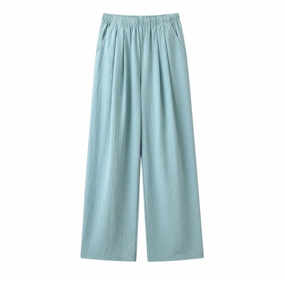 Loose Fit Wide Leg Pants Girls Crinkle Ice Silk Trousers Casual Bottoms Girls Clothes