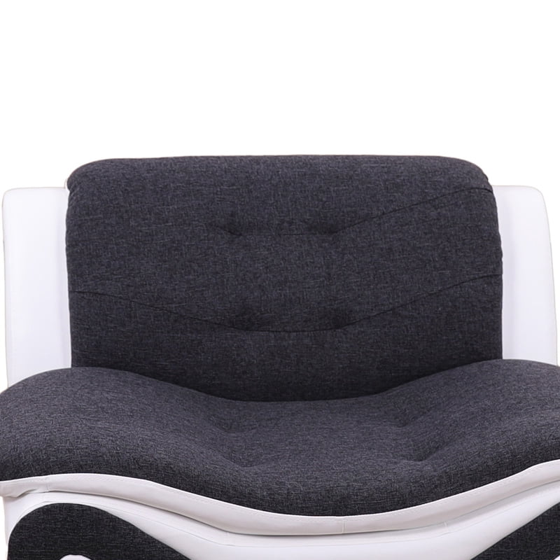Gewnee Accent Chair Single Sofa, 42" Breathable Leather Sofa Chair with Solid Wood Frame & Metal Legs, Modern Furniture for Living Room Bedroom Office, Black & White