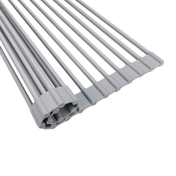 28 Tubos 21.2"X 20" Rejilla para Secar Platos Grande, Rejillas para Platos Enrollables Rejilla para Escurrir sobre El Fregadero De Acero Inoxidable Plegable Multiusos para Tazas Frutas V
