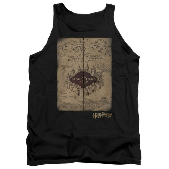 Trevco HP8061-TK-4 Harry Potter & Marauders Map-Adult Tank Top, Black - Extra Large