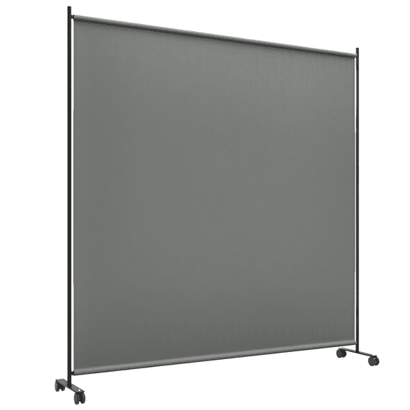 Outsunny Room Divider with Wheels, 6ft Rolling Privacy Screen, Dark Grey