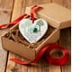 thumbnail image 3 of Adorno de Corazón de Cristal Marino de 8 Cm | Recuerdo de Amor Compartido de Cerámica con Cita Inspiradora Grabada | Cinta de Satén Roja para Colgar | Regalo Perfecto para La Decoración Navideña Del, 3 of 4