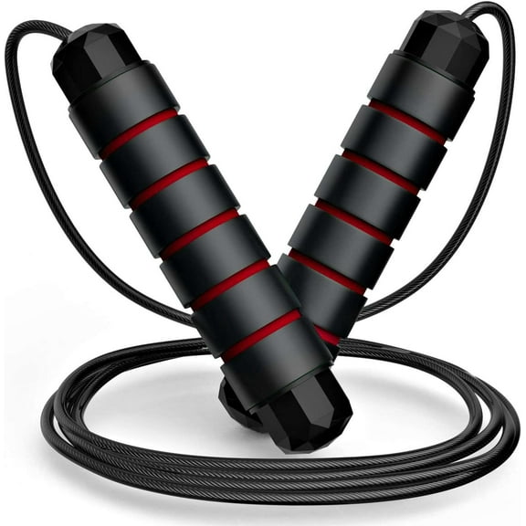 JASGARDE Jump Rope, Tangle-Free Rapid Speed Jumping Rope Cable with Bearings Rope length 2.8m for Women, Men, and Kids, Adjustable Steel Jump Rope Workout with Foam Handles for Fitness, Home Exercise