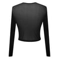 thumbnail image 4 of Womens Tops Casual T Shirts Sexy Slim Fit See Through Long Sleeve Mesh Round Neck Solid Fashion Clothing, 4 of 6