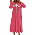 thumbnail image 2 of Maplenight Victorian Nightgowns for Women Doll Collar Long Sleeve Sleepwear Ruffle Hem Long Loungewear Vintage Y2k Dress, 2 of 6