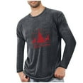 thumbnail image 2 of Handshe Men's Long Sleeve Christmas Print Pajama Shirt, Soft Athletic Home Lounge Sleepwear for Men, Holiday Comfort Wear, 2 of 4