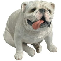 Sandicast "Mid Size" Sitting White Bulldog Sculpture