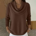 thumbnail image 2 of Cozy Sweaters for Women Knitted Casual Loose Pullover Fashion Cowl Neck Long Sleeve Fall Winter Clothes Trendy Tops Coffee S, 2 of 5