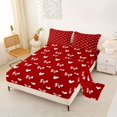 thumbnail image 2 of Manfei Cute Bowknot Heart Bed Sheets For Kids,Red White Coquette Pattern King Sheets For Girls,4 Pieces, 2 of 6