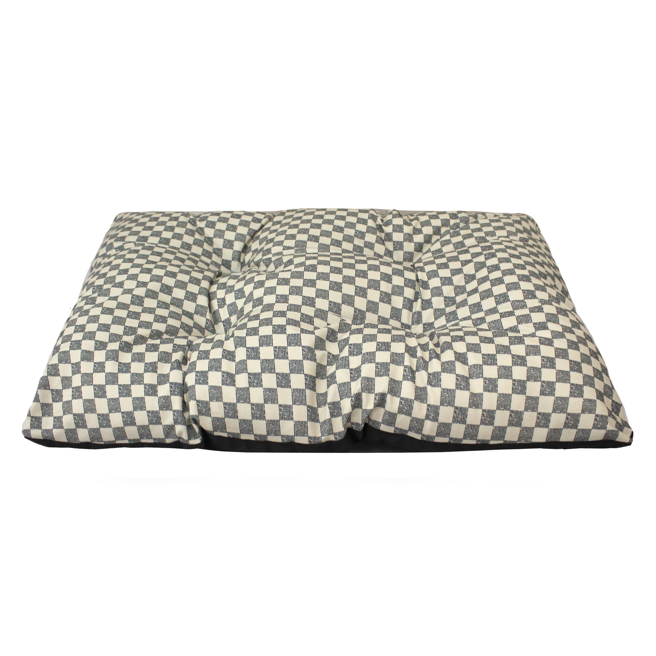 Vibrant Life Bed for Dogs, Tufted Pillow, Machine Washable, Black and White Checkered, 35" x 27"