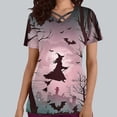thumbnail image 2 of Tops Cortos para las Mujeres, Halloween Impreso en Cuello en V con Bolsillo, Moda Casual Manga Corta, 2 of 5