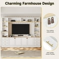 thumbnail image 6 of 102.3"W Farmhouse Entertainment Center Wall Unit with Adjustable Shelf, Modern Large TV Stand with Bookshelves for TVs Up to 75", Rustic Media Console with 6 Drawers for Living Room, White, 6 of 9