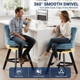 thumbnail image 2 of Swivel Counter Height Bar Stools Set of 2, LEGAHOME Farmhouse Velvet Bar Stools with Back for 34–38" Kitchen Island, Armless Wooden Bar Chairs for Home Bar, Light Blue (Set of 2), 2 of 8
