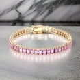 thumbnail image 3 of 925 Silver Lab Pink Sapphire Baguette Tennis Bracelet,14K Gold Lab Sapphire Bracelet Lab Sapphire Bracelet,Valantine Tennis Bracelet Gift, 3 of 3
