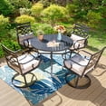 thumbnail image 6 of SUMMIT LIVING 2-Piece Metal Outdoor Patio Dining 360° Swivel Chairs with Seat Cushion & Back Cushion, Black & Beige, 6 of 8