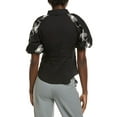 thumbnail image 2 of Gracia womens  Flower Stitch Puff Sleeve Shirt, l, Black, 2 of 3
