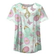 thumbnail image 4 of Fvwitlyh Chemises de Sport pour les Femmes Chemise pour les Femmes Approprié Pâques Chemises d'Impression Col Rond Manches Courtes Tee Tops Tunique Blouse Bleu Ciel, S, 4 of 4