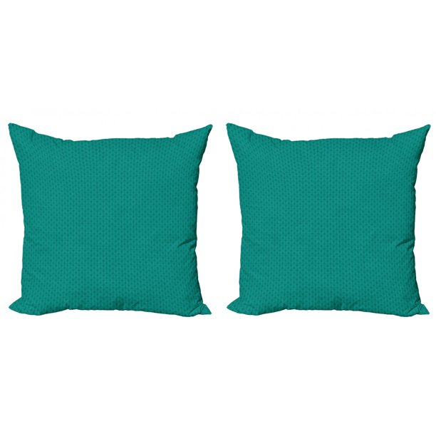Teal Throw Pillow Cushion Cover Pack of 2, Knitting Inspired Pattern