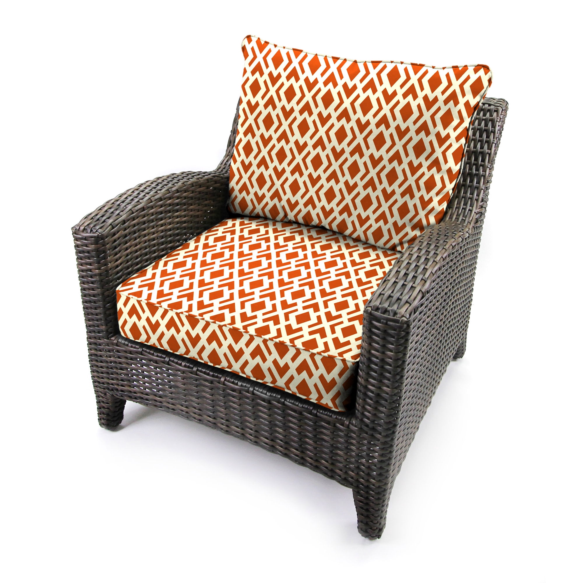 Jordan Manufacturing 46.5" x 24" Lorcan Spice Rust Diamond Rectangular Outdoor Deep Seat Chair Cushion Set with Welt