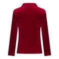 thumbnail image 6 of AXXD Red Basic Summer Tops for Women 2024 Trendy Solid Golden Velvet Long Sleeved V-neck Shirt With Pockets And Button Up Top, 6 of 6